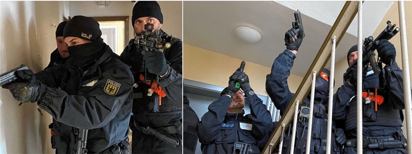 Schwer bewaffnete Polizeikräfte stürmen Haus und nehmen Mann fest